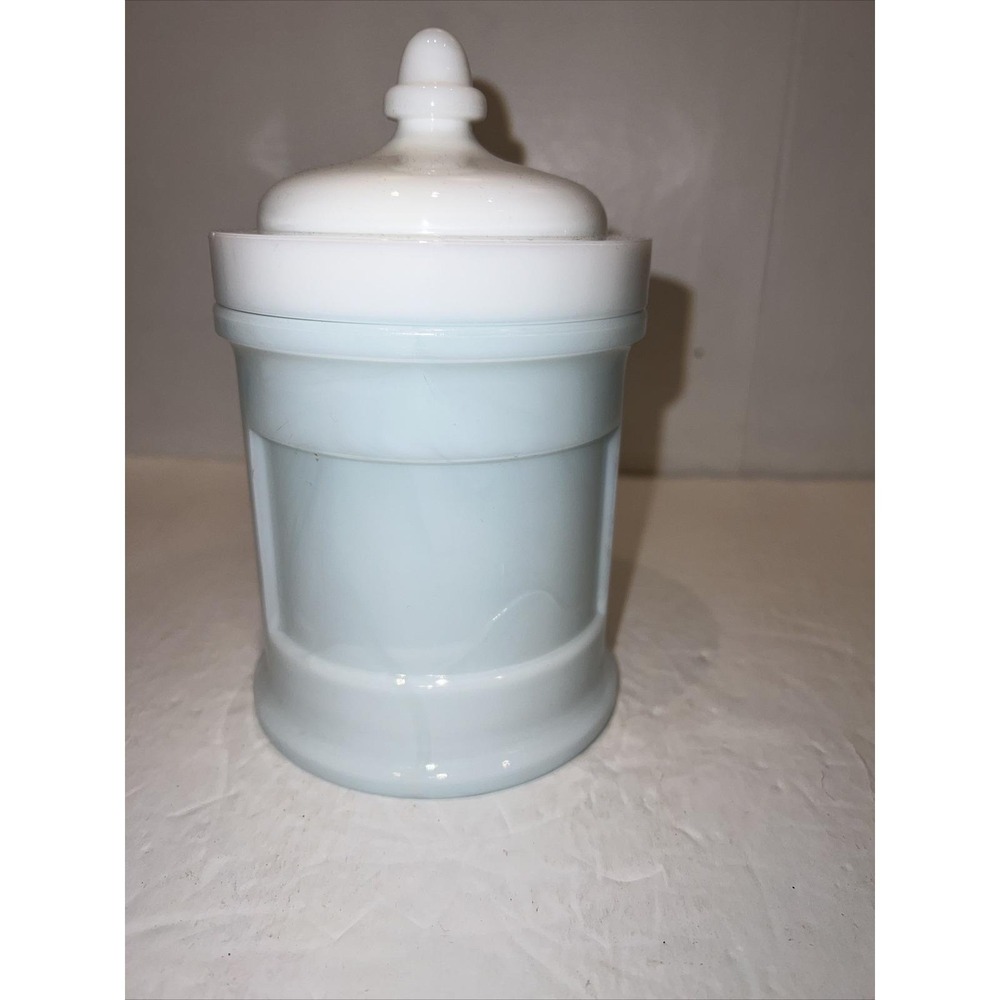 RARE Vintage L.W.T. Co. New York Canister Jar Milk Glass With Lid